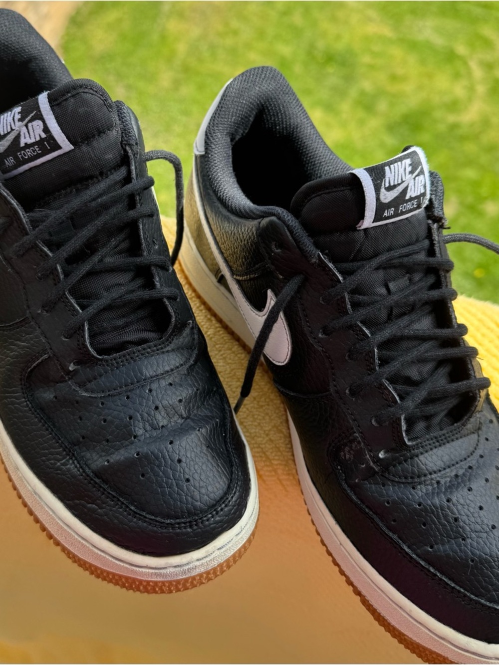 Nike Air Force 1 Low Top Sneakers - Black/White/Tan Sole